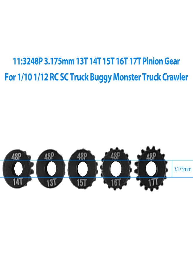 AIMROCK 5-Pack 48P RC Motor Pinion Gears Set: 13T 14T 15T 16T 17T Upgrade Parts for 1/10 RC Car 3.175mm Shaft Motor - Image 4